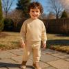 SOBOWO 5t Sweatsuits Toddler Boy Sweatshirt Baby Boys Winter Clothes Long Sleeve Pullover Sweatshirt Pants 2Pcs Kids Winter Outfits Set (Beige, 4-5T) view 2