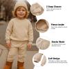 SOBOWO 5t Sweatsuits Toddler Boy Sweatshirt Baby Boys Winter Clothes Long Sleeve Pullover Sweatshirt Pants 2Pcs Kids Winter Outfits Set (Beige, 4-5T) view 3