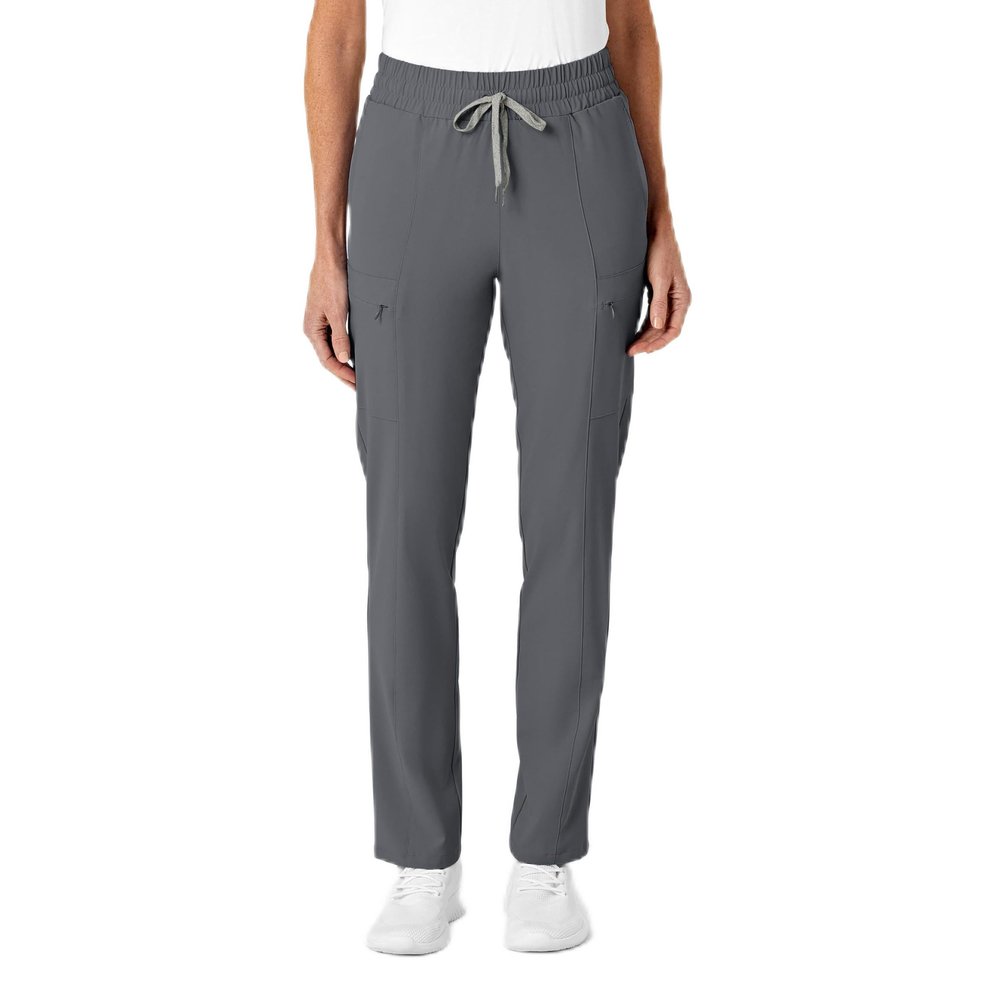 WonderWink Women's High Waist Slim Leg Scrub Pant, Pewter, L P