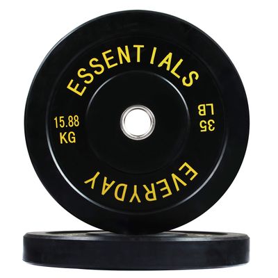BalanceFrom Color Coded Black Olympic Bumper Plate Weight Plate with Steel Hub, 35LB Pair