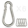 sprookber Stainless Steel Spring Snap Hook Carabiner - 304 Stainless Steel Caribeener Clips, Set of 6 view 1