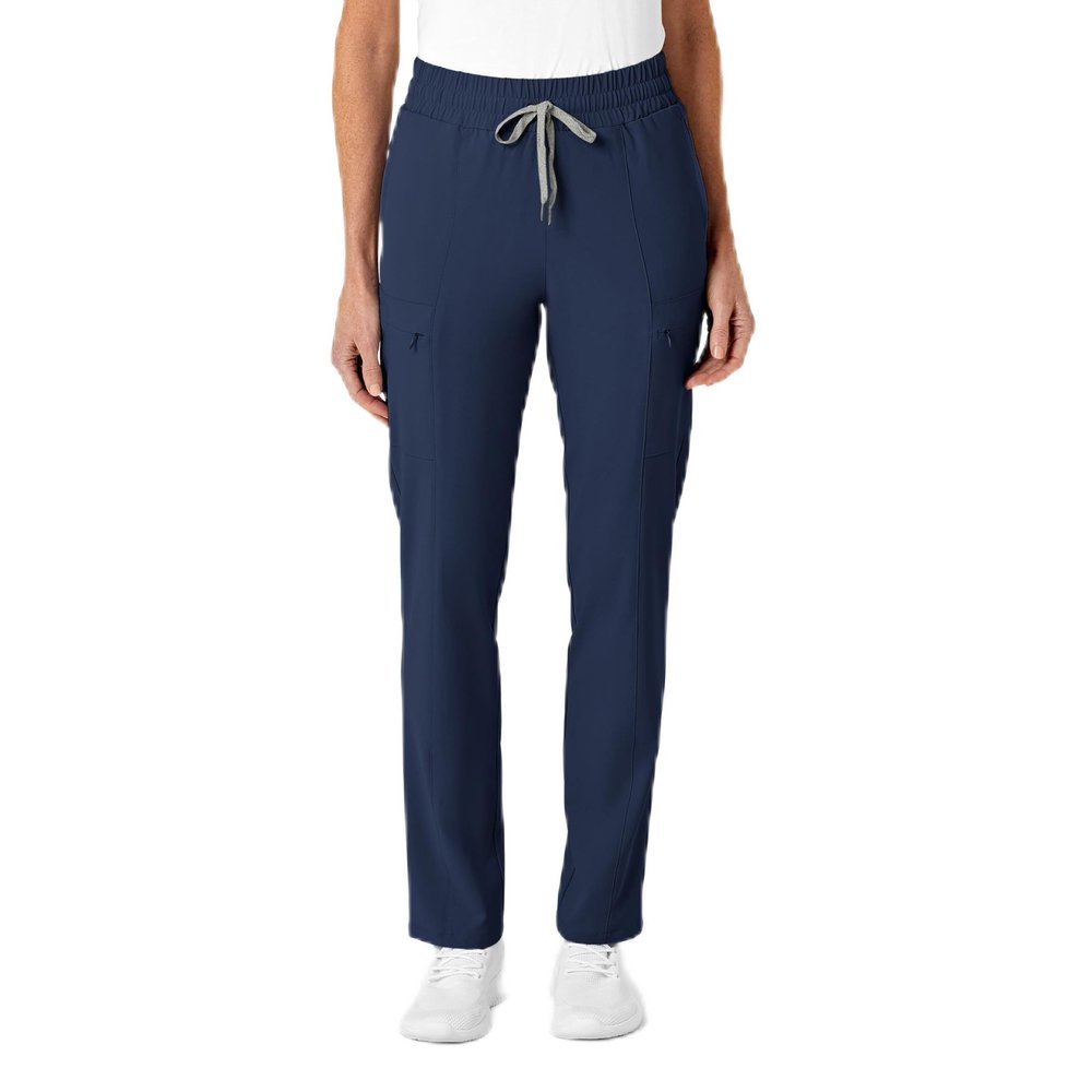 Women's High Waist Slim Leg Scrub Pant, Navy, 1X P