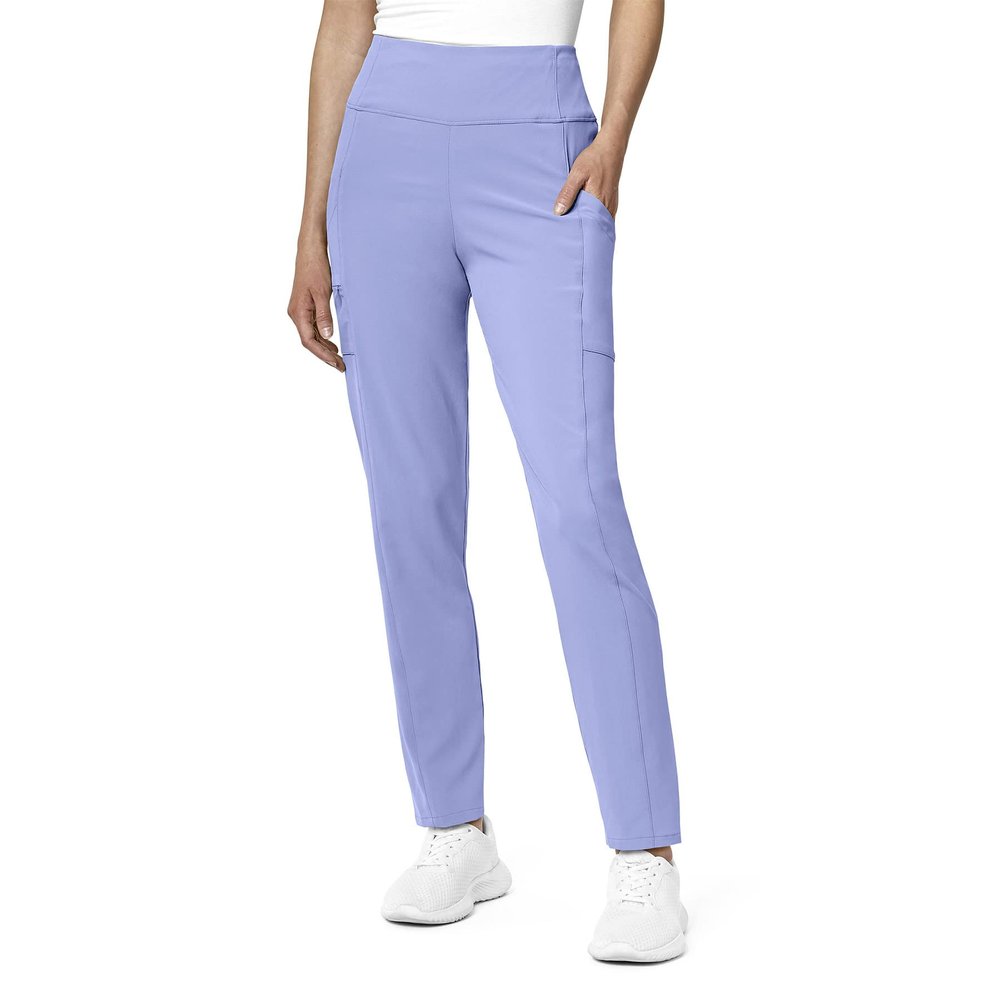 WonderWink Womens Renew Women's High Waist Power Medical Scrubs Pants, Ceil Blue, Medium US