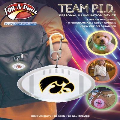 FAN-A-PEEL Iowa Personal Illumination Device - Wearable High-Visibility LED Motion Sensor Light with Carabiner, Football - Officially Licensed