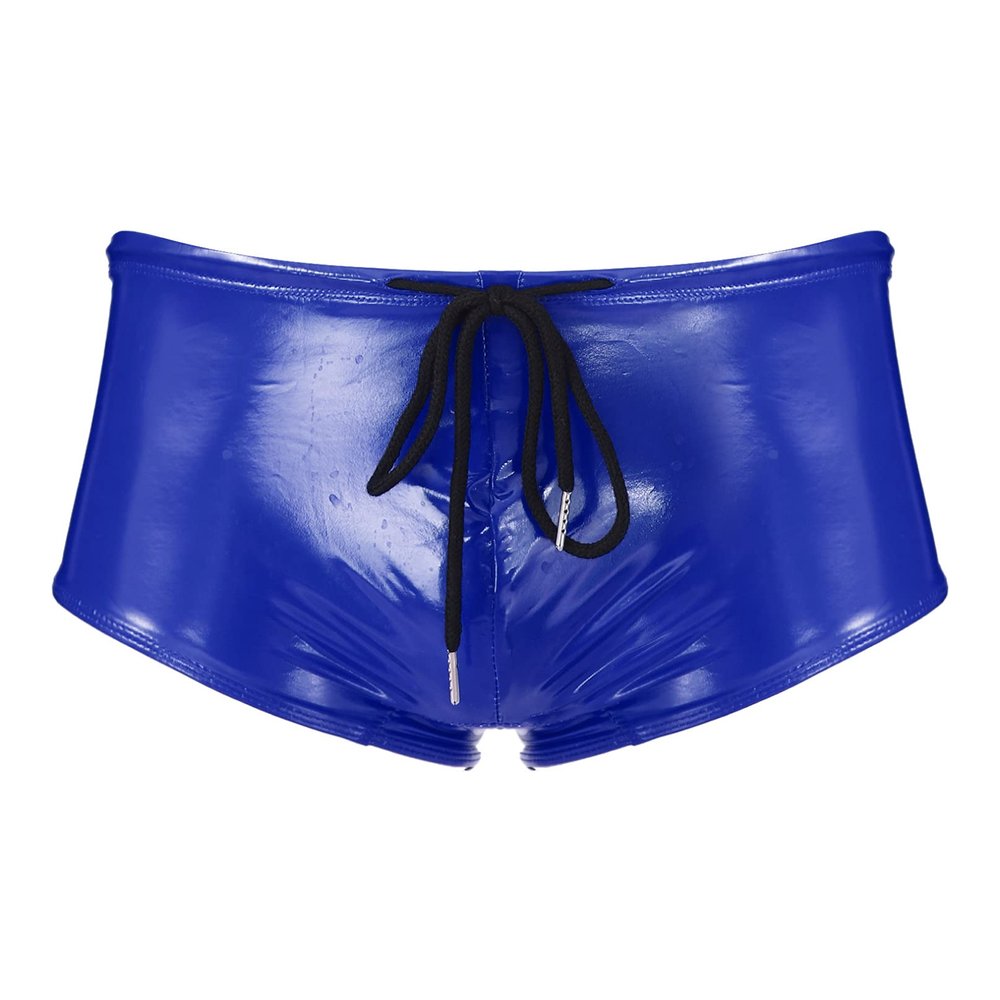 Agoky Men's Stretch Underwear Support Briefs with Drawstring Swim Bikini Hip Briefs Drawstring Blue Medium