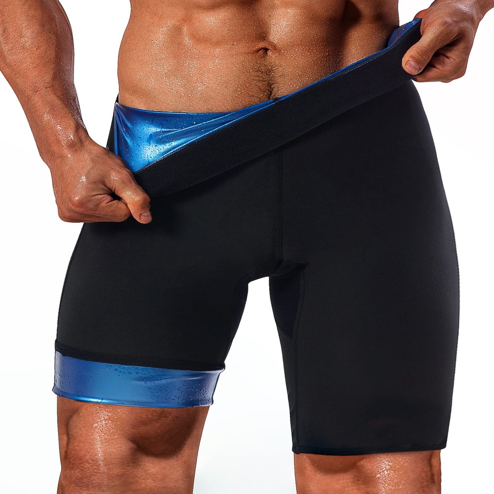 LMCOB Men's Thermo Leggings - Hot Sauna Shorts, Compression Hight Waist Pants, Workout Body Shaper, Sauna Suit (BH70011-01-3XL)
