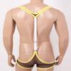Hedmy Men's See Through Mesh Fishnet Suspenders Wrestling Singlet Y-Back Leotard Hipster Bodysuits Army Green One Size view 4