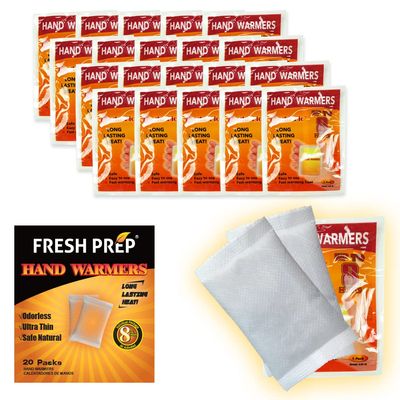 Hand Warmers Heating Pads, Long Lasting Safe Natural Odorless Air Activated Heat Pack Hand Warmer - Up to 8 Hours of Heat - 20 Packs