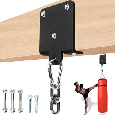 KSWLOR Heavy Punching Boxing Bag Hanger - Heavy Duty Bag Hanger Bracket,360 Rotation Wall Ceiling Mount Wood Beam Hook for Boxing Muay Thai Training,Aerial Yoga Swing & Hammock