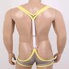 Hedmy Men's See Through Mesh Fishnet Suspenders Wrestling Singlet Y-Back Leotard Hipster Bodysuits Grey One Size view 4