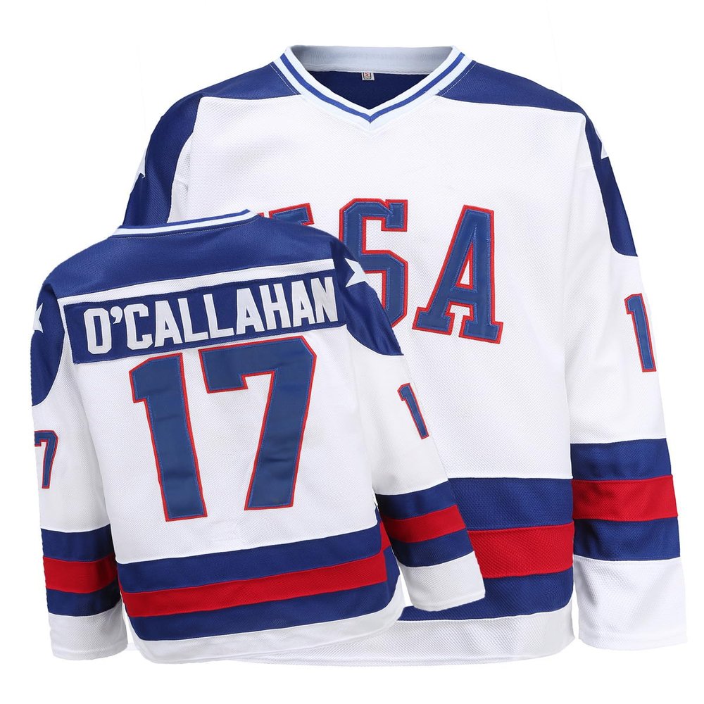 Hockey Jersey of USA 1980 Olympic Team Jerseys #17 Jack O'Callahan Stitched Letters and Numbers White S-XXXL