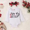 Aoty Newborn Baby Girl Christmas Outfits My 1st Christmas Romper Top+Suspender Skirt+Headband Clothes Set (White Plaid, 3-6 Months) view 4