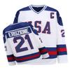 YWIES Hockey Jersey of USA 1980 Olympic Team Jerseys #21 Mike Eruzione Stitched Letters and Numbers White S-XXXL view 1