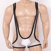 Hedmy Men's See Through Mesh Fishnet Suspenders Wrestling Singlet Y-Back Leotard Hipster Bodysuits White One Size view 3