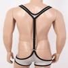 Hedmy Men's See Through Mesh Fishnet Suspenders Wrestling Singlet Y-Back Leotard Hipster Bodysuits White One Size view 4