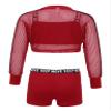 Hansber Kids Girls Cool Jazz Dance 3 Piece Outfit Workout Tracksuit Short Net Blouse with Boyshorts Red 14 Years view 4