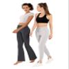 BUBBLELIME 29"/31"/33"/35" 4 Styles Women's Inner Pocket Bootcut Yoga Pants - Basic Cotton_HEATHERCHARCOAL L-29 Inseam(1) view 4