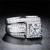 18K Rose Gold Womens Ring Set 925 Sterling Silver Vintage Square Zirconia Full Diamond Ring moissanite White Topaz Couple Ring Eternity Engagement Wedding Anniversary Band Ring ST.411 (White, 7) view 4