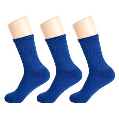 AWS/American Made Solid Cotton Cushion Crew Socks for Men Breathable Athletic Sport Socks (Parliament 3 Pairs, Shoe Size 5 to 10)