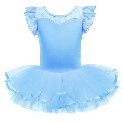REXREII Princess Ballerina Costume for Baby Girls Ballet Dance Leotard Skirted Tutu Dress Birthday Party Lace Outfits Blue 6-7T