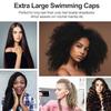 COPOZZ Extra Large Swim Cap, Designed for Long Hair Braids Dreadlocks Weaves Hair Extensions Curls & Afros, Silicone Bathing Cap Swimming Hat for Women Men view 3