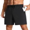 CRZ YOGA Men's Linerless Workout Shorts 7'' - Quick Dry for Running Sports Athletic Gym with Pockets Black Medium view 1