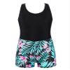 Hansber Kids Girls One Piece Athletic Training Swimwear Cut Out Back Racerback Tanks Jumpsuit Tankini Sets Black Lily 4 Years view 1