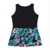 Hansber Kids Girls One Piece Athletic Training Swimwear Cut Out Back Racerback Tanks Jumpsuit Tankini Sets Black Lily 4 Years view 3