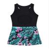 Hansber Kids Girls One Piece Athletic Training Swimwear Cut Out Back Racerback Tanks Jumpsuit Tankini Sets Black Lily 4 Years view 4