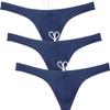 JAXFSTK Men's Tan Swim Thong Breathable Holes Bikini Swimwear Board Surf Trunks Pouch Tangas Swimsuit 3-Pack(Navy Blue) XL view 1