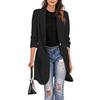 XUETON Womens Casual Open Front Cardigan Lapel Long Sleeve Work Office Blazer Jackets Trench Coat Windbreaker Plus Size Black view 1