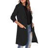 XUETON Womens Casual Open Front Cardigan Lapel Long Sleeve Work Office Blazer Jackets Trench Coat Windbreaker Plus Size Black view 3