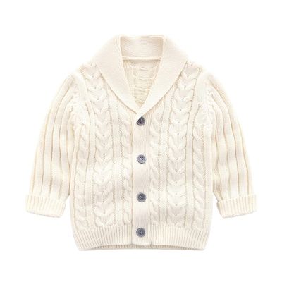 2021 Baby Boys Knitting Sweaters 100% Cotton Cardigan Spring Autumn Outfit Coat Beigezwt 18m