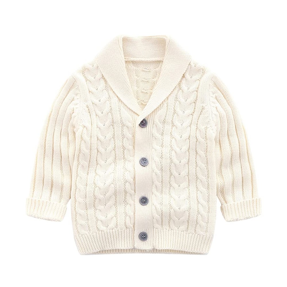 2021 Baby Boys Knitting Sweaters 100% Cotton Cardigan Spring Autumn Outfit Coat Beigezwt 18m