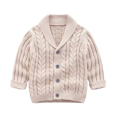 2021 Baby Boys Knitting Sweaters 100% Cotton Cardigan Spring Autumn Outfit Coat Khakizwt 12m