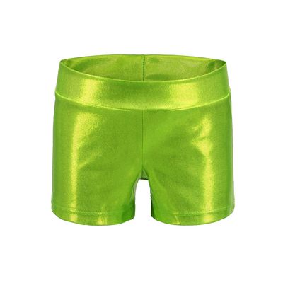 Girls Dance Short Gymnastics Athletic Shorts Sparkle Glitter Tumbling Bottoms (Green, 7-8 Years)
