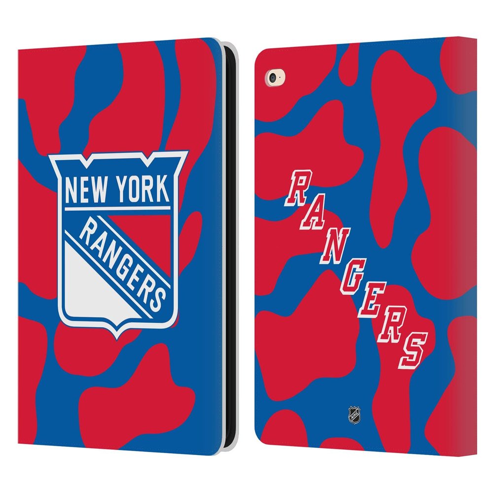 Head Case Designs Officially Licensed NHL Cow Pattern New York Rangers Leather Wallet Case Compatible with Apple iPad Air 2 (2014)