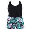Yartina Kids Girls 1 Piece Rash Shirt Swim Sets Athletic Swimsuit Sleeveless Cutout Back Bathing Suit Black Lily 6 Years view 1