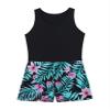 Yartina Kids Girls 1 Piece Rash Shirt Swim Sets Athletic Swimsuit Sleeveless Cutout Back Bathing Suit Black Lily 6 Years view 3