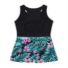 Yartina Kids Girls 1 Piece Rash Shirt Swim Sets Athletic Swimsuit Sleeveless Cutout Back Bathing Suit Black Lily 6 Years view 4