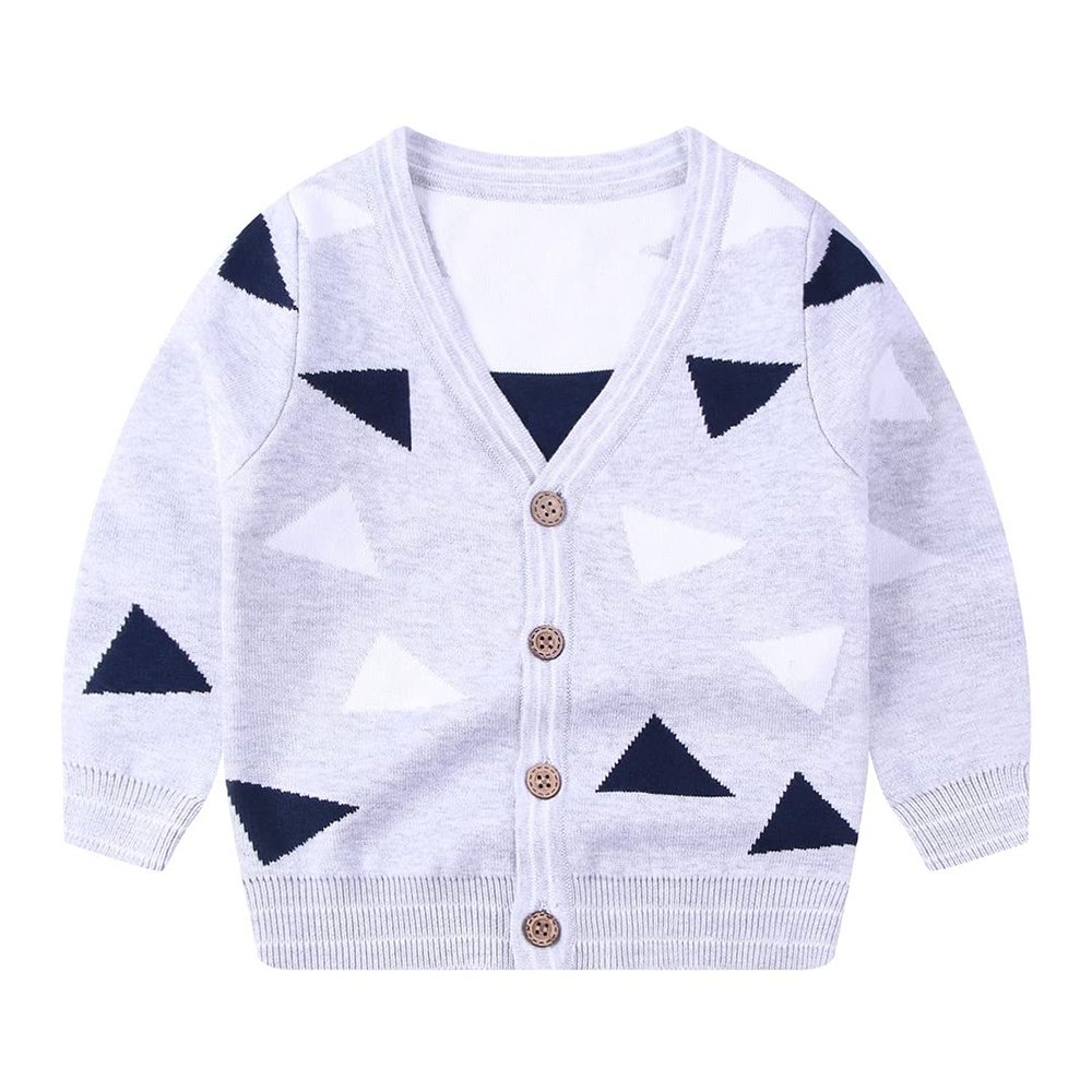 Autumn&Winter Baby Boy Cardigan V-Neck Boys Sweaters Knitted Sweater Gray 6t