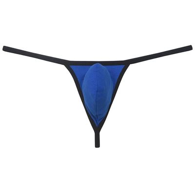 JAXFSTK Sexy Men's Stretch Cotton Micro Bikini Thong Underwear Soft G-String Contour Pocuh Tangas Blue L
