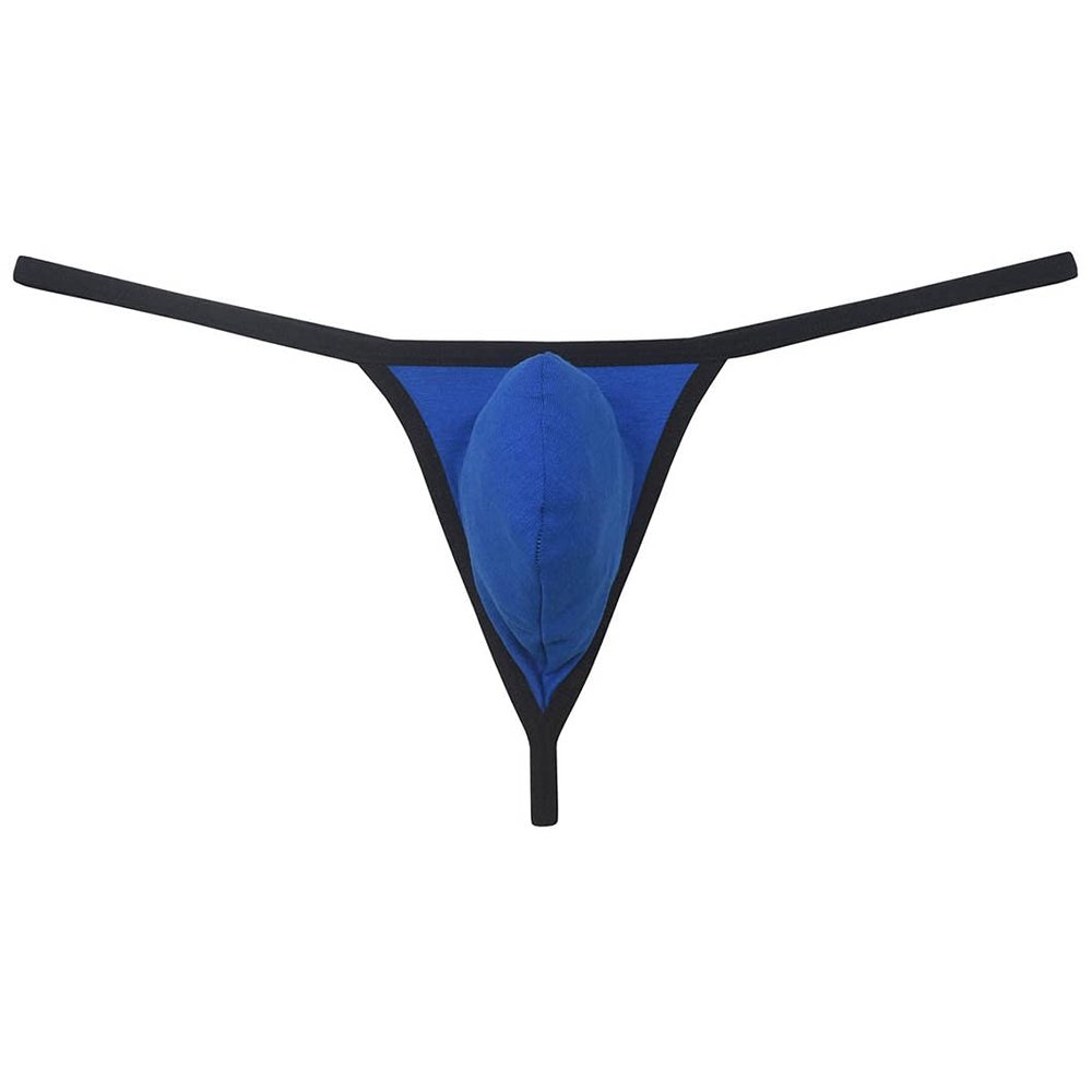 JAXFSTK Sexy Men's Stretch Cotton Micro Bikini Thong Underwear Soft G-String Contour Pocuh Tangas Blue L