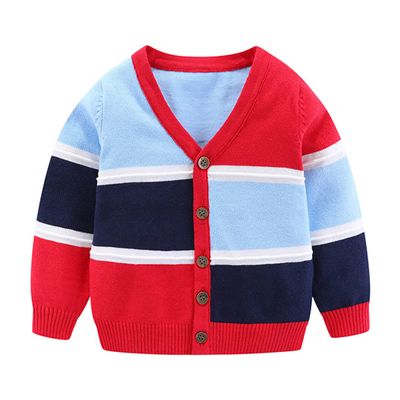 HEYDHSDC Toddler Cardigan Sweater Single Breasted Long Sleeve V-Neck Patchwork Kids Outerwear Navy Blue 12m