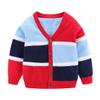 HEYDHSDC Toddler Cardigan Sweater Single Breasted Long Sleeve V-Neck Patchwork Kids Outerwear Navy Blue 12m view 1