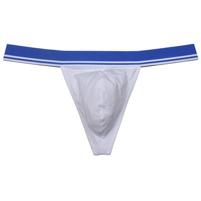 JAXFSTK Men's Stretch Cotton Bikini Thong Underwear Wide Waistband T-Back Soft String Tangas Bulge Pouch White M