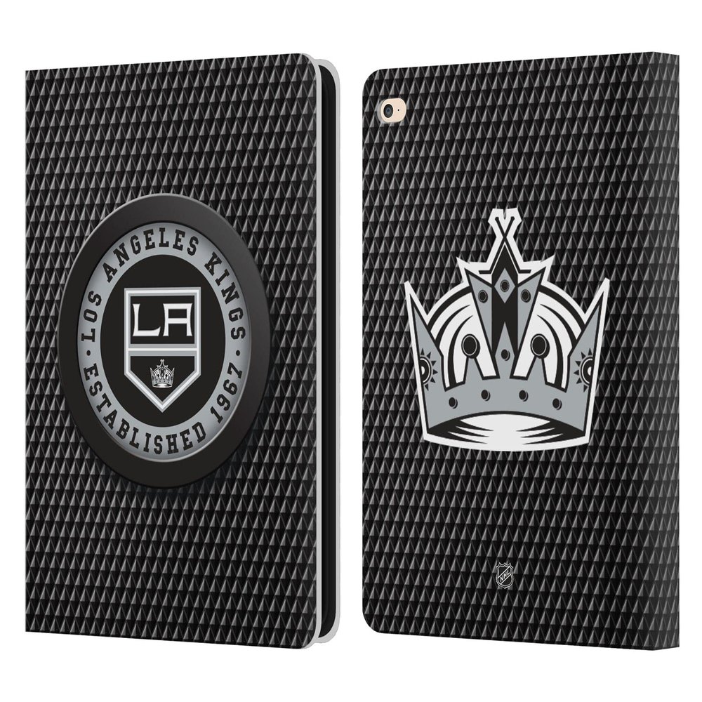 Head Case Designs Officially Licensed NHL Puck Texture Los Angeles Kings Leather Wallet Case Compatible with Apple iPad Air 2 (2014)