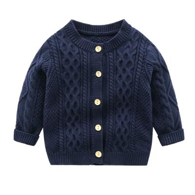 2021 Baby Boys Knitting Sweaters 100% Cotton Cardigan Spring Autumn Outfit Coat Style 2 Navy 6m