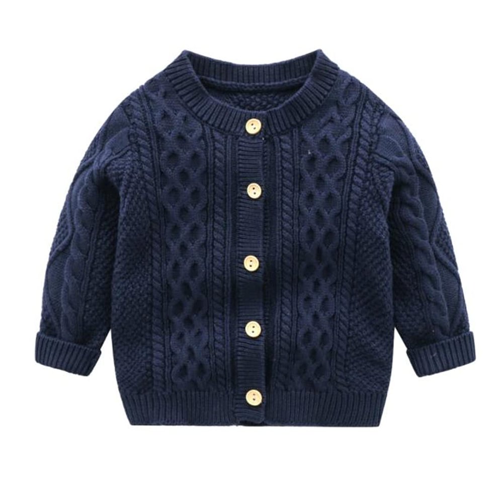 2021 Baby Boys Knitting Sweaters 100% Cotton Cardigan Spring Autumn Outfit Coat Style 2 Navy 6m