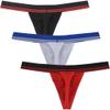 JAXFSTK Men's Stretch Cotton Bikini Thong Underwear Wide Waistband T-Back Soft String Tangas Bulge Pouch 3-Pack(Black,White,Red) L view 2